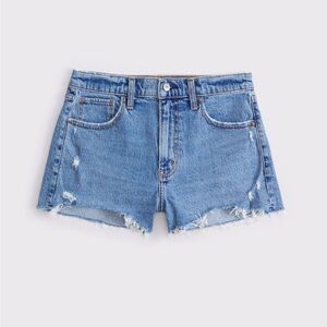 Abercrombie Curve Love High Rise Mom Shorts | Denim Blue Women's Shorts